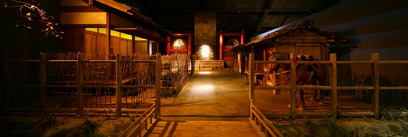 鎌倉時代実物大模型　中世の善光寺門前